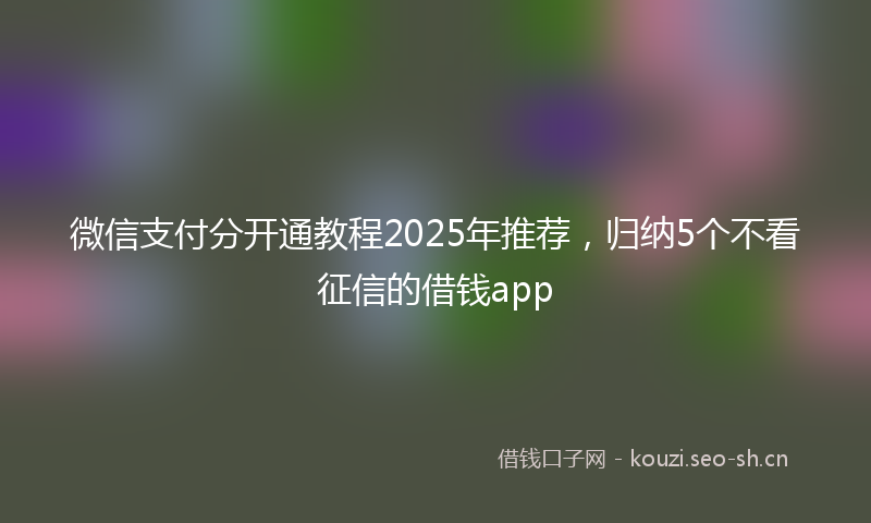 微信支付分开通教程2025年推荐，归纳5个不看征信的借钱app