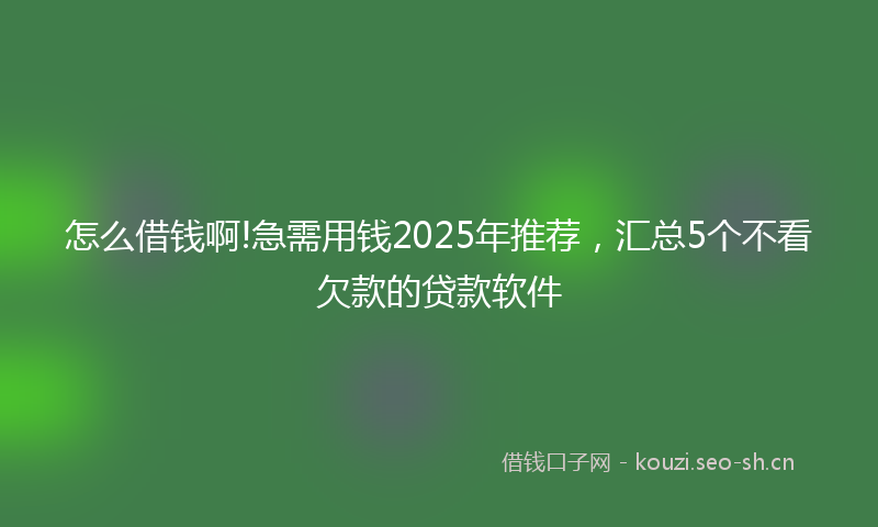 怎么借钱啊!急需用钱2025年推荐，汇总5个不看欠款的贷款软件