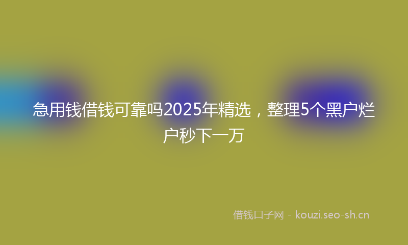 急用钱借钱可靠吗2025年精选，整理5个黑户烂户秒下一万