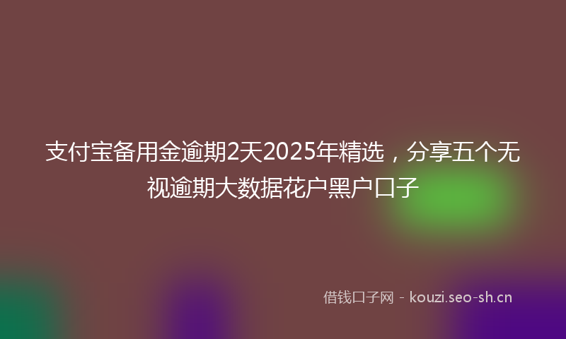 支付宝备用金逾期2天2025年精选，分享五个无视逾期大数据花户黑户口子