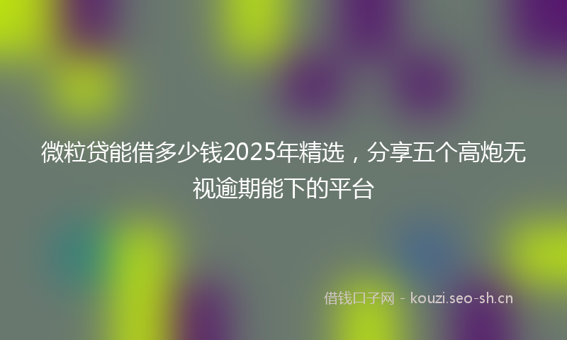 微粒贷能借多少钱2025年精选，分享五个高炮无视逾期能下的平台