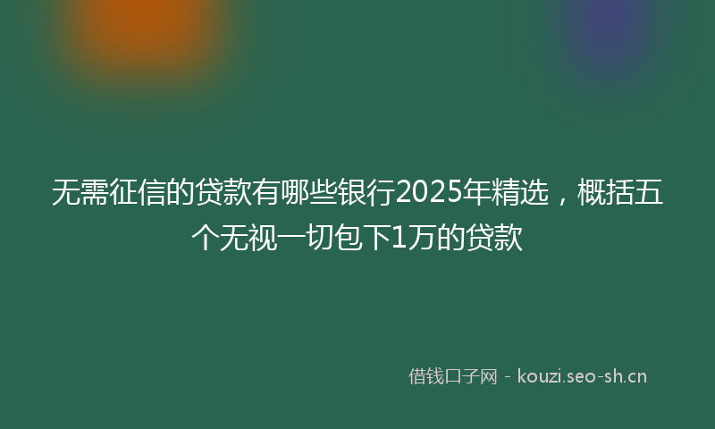 无需征信的贷款有哪些银行2025年精选，概括五个无视一切包下1万的贷款