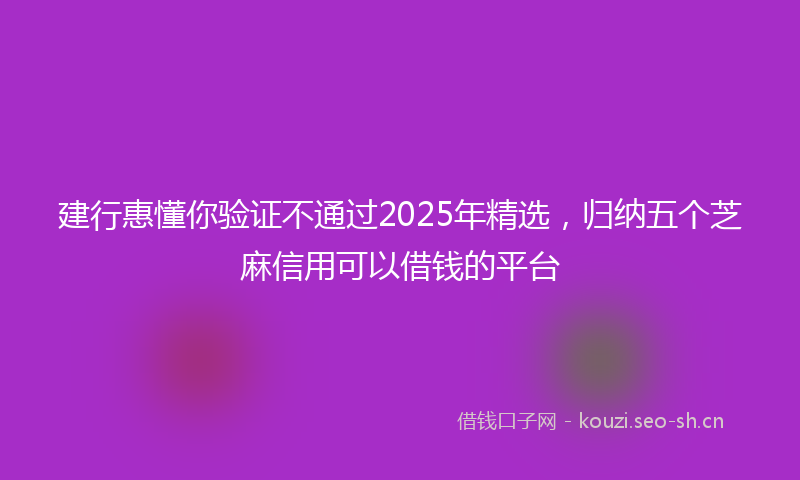 建行惠懂你验证不通过2025年精选，归纳五个芝麻信用可以借钱的平台