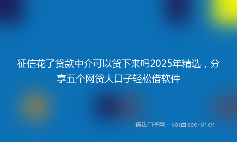 征信花了贷款中介可以贷下来吗2025年精选,分享五个网贷大口子轻松借软件