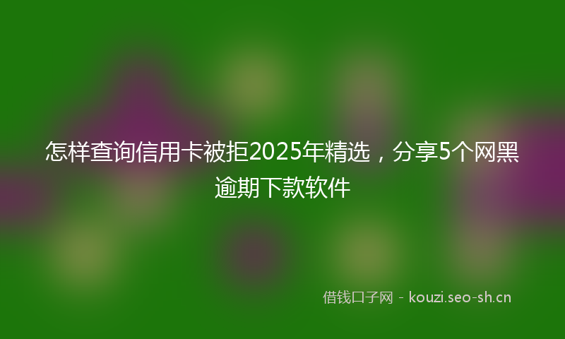 怎样查询信用卡被拒2025年精选，分享5个网黑逾期下款软件