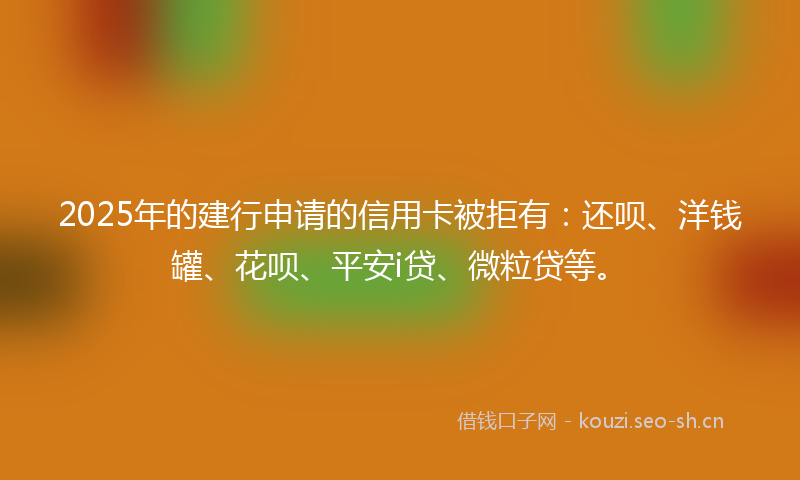 2025年的建行申请的信用卡被拒有：还呗、洋钱罐、花呗、平安i贷、微粒贷等。