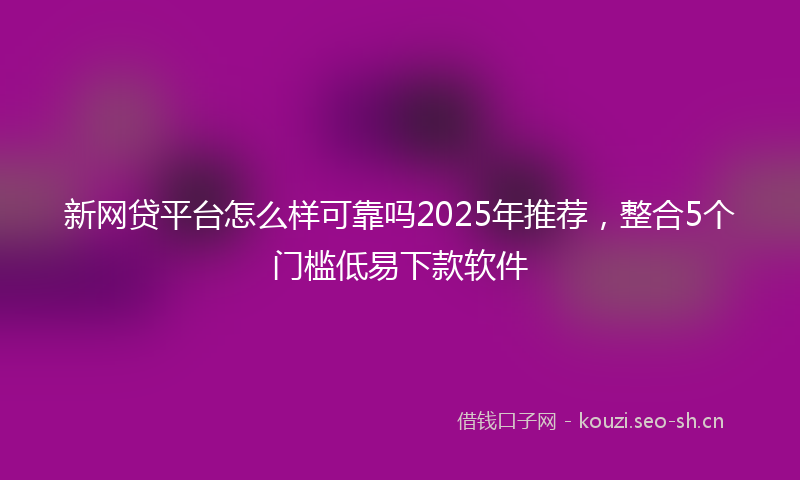 新网贷平台怎么样可靠吗2025年推荐，整合5个门槛低易下款软件