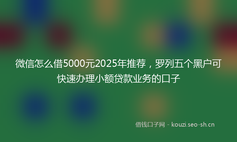 微信怎么借5000元2025年推荐，罗列五个黑户可快速办理小额贷款业务的口子