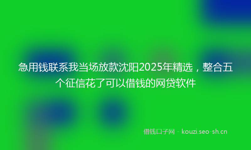 急用钱联系我当场放款沈阳2025年精选，整合五个征信花了可以借钱的网贷软件