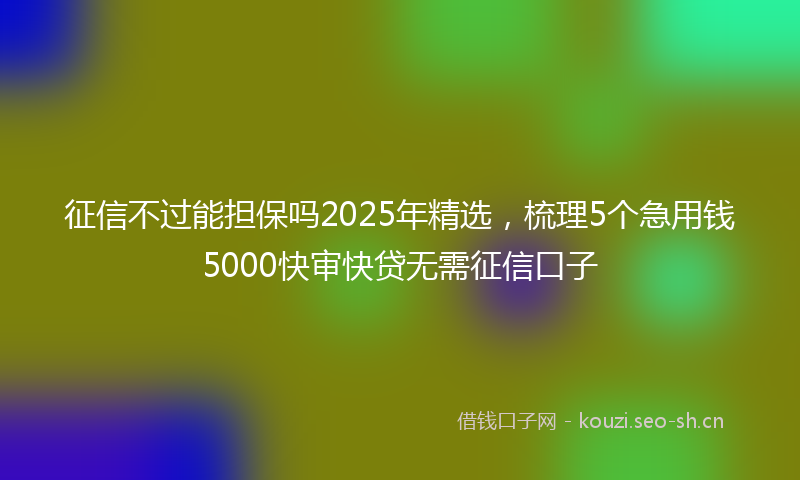 征信不过能担保吗2025年精选，梳理5个急用钱5000快审快贷无需征信口子