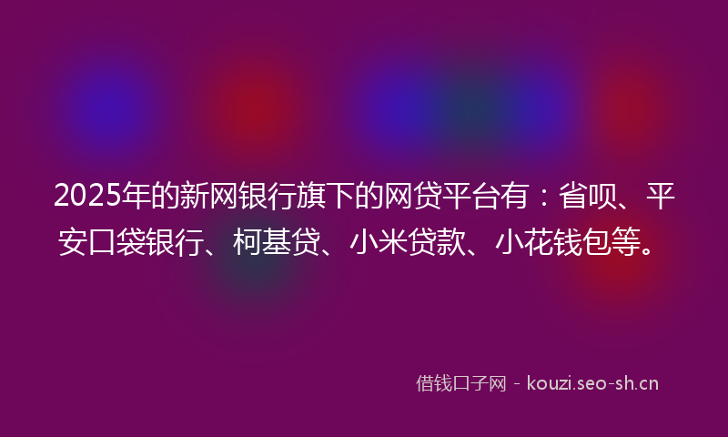 2025年的新网银行旗下的网贷平台有：省呗、平安口袋银行、柯基贷、小米贷款、小花钱包等。