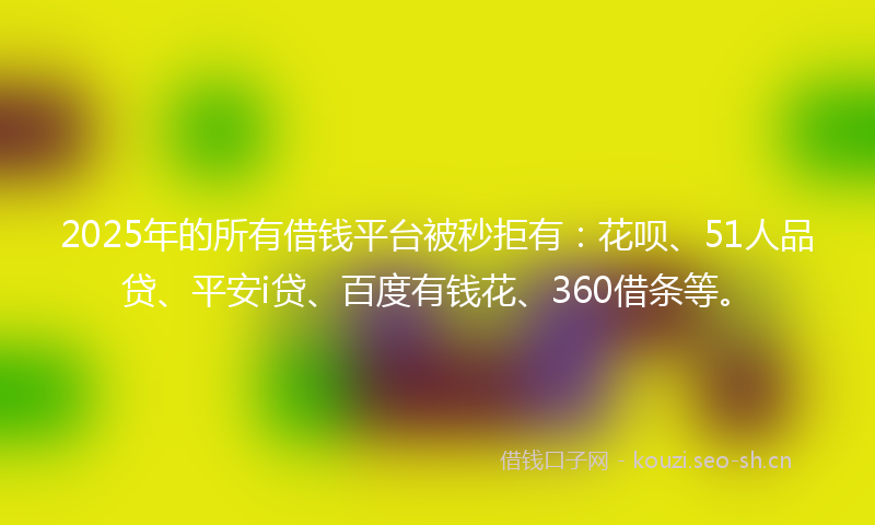 2025年的所有借钱平台被秒拒有：花呗、51人品贷、平安i贷、百度有钱花、360借条等。