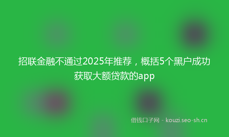 招联金融不通过2025年推荐,概括5个黑户成功获取大额贷款的app