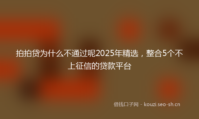 拍拍贷为什么不通过呢2025年精选，整合5个不上征信的贷款平台