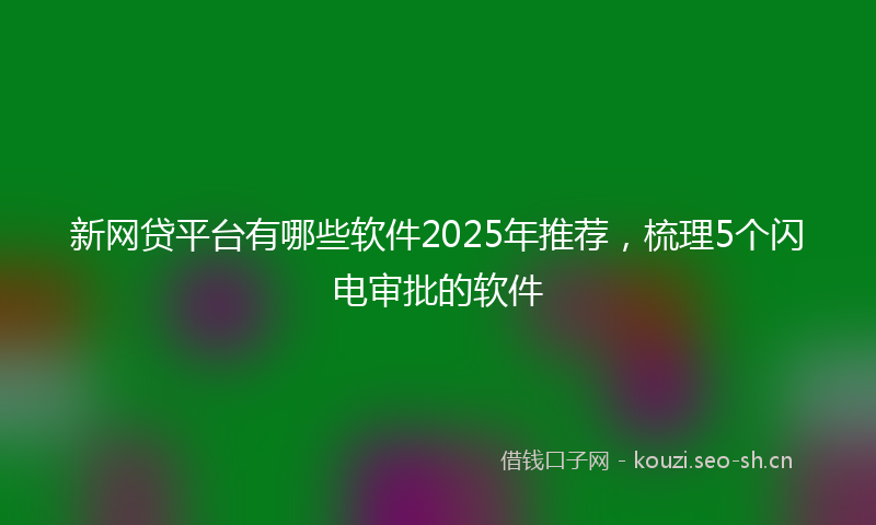 新网贷平台有哪些软件2025年推荐，梳理5个闪电审批的软件