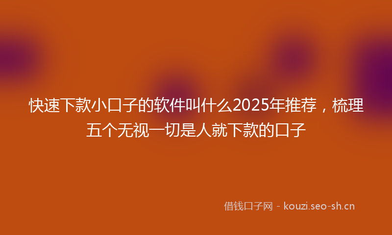快速下款小口子的软件叫什么2025年推荐，梳理五个无视一切是人就下款的口子