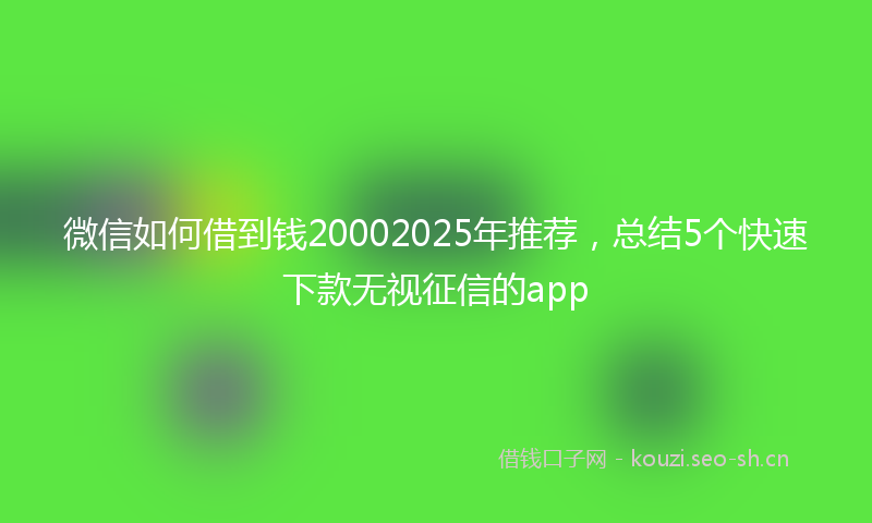 微信如何借到钱20002025年推荐，总结5个快速下款无视征信的app