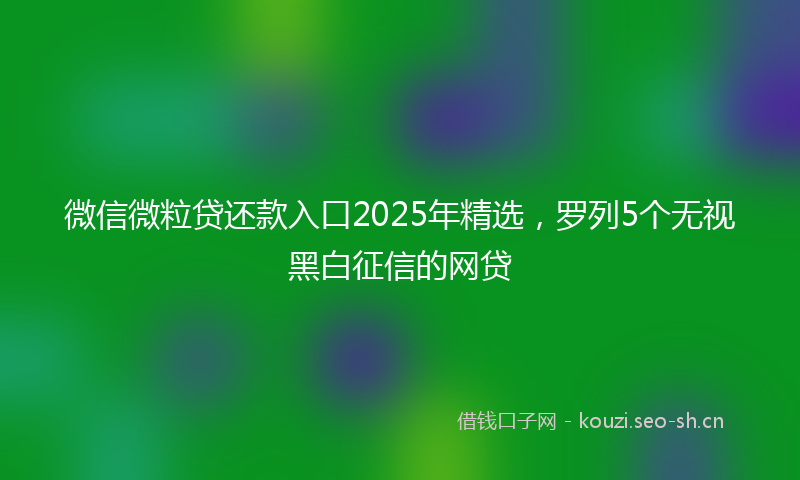 微信微粒贷还款入口2025年精选，罗列5个无视黑白征信的网贷