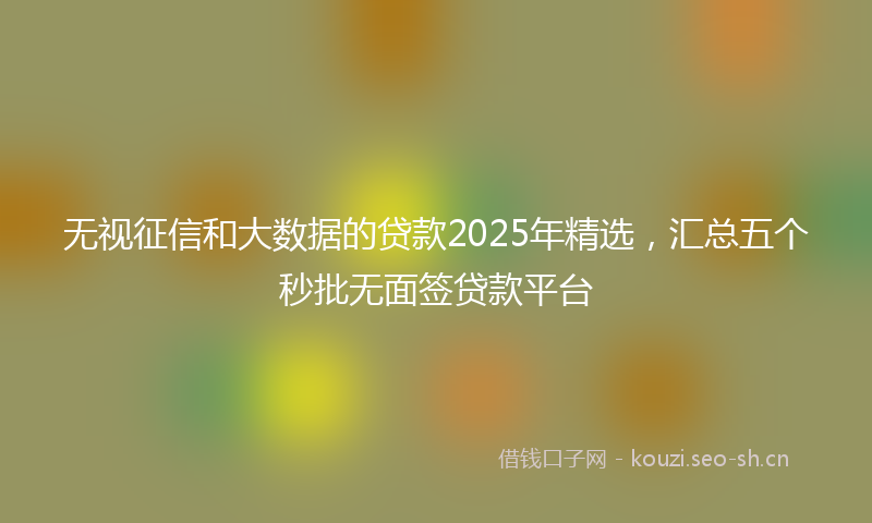 无视征信和大数据的贷款2025年精选，汇总五个秒批无面签贷款平台