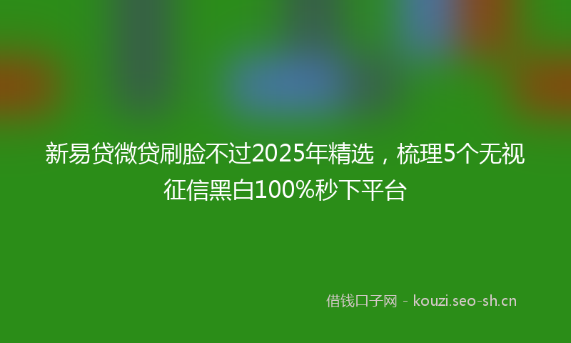 新易贷微贷刷脸不过2025年精选，梳理5个无视征信黑白100%秒下平台