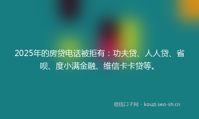 2025年的房贷电话被拒有：功夫贷、人人贷、省呗、度小满金融、维信卡卡贷等。