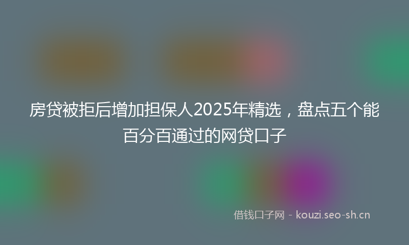 房贷被拒后增加担保人2025年精选，盘点五个能百分百通过的网贷口子