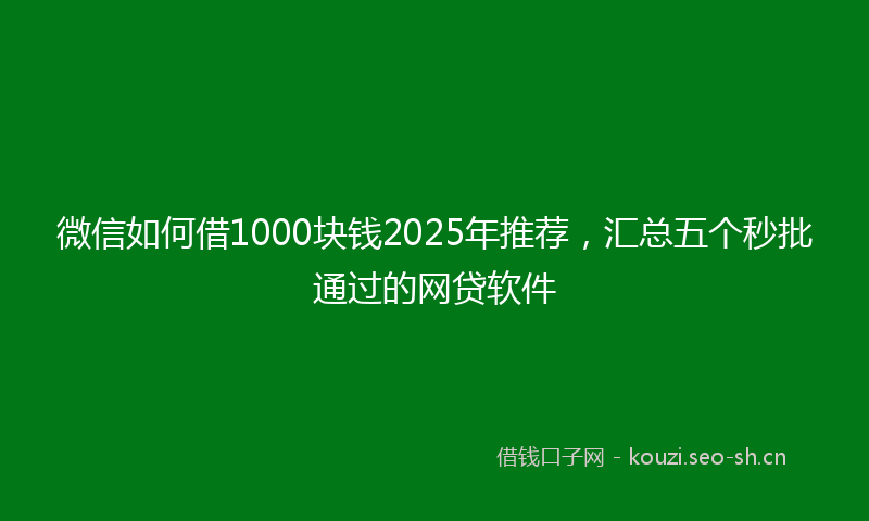 微信如何借1000块钱2025年推荐，汇总五个秒批通过的网贷软件