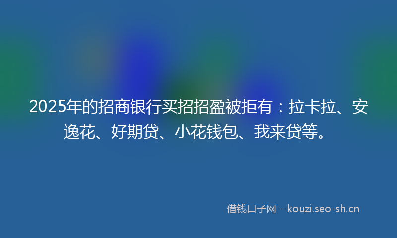 2025年的招商银行买招招盈被拒有：拉卡拉、安逸花、好期贷、小花钱包、我来贷等。
