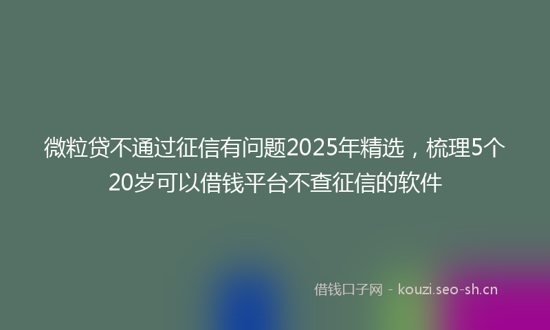 微粒贷不通过征信有问题2025年精选，梳理5个20岁可以借钱平台不查征信的软件