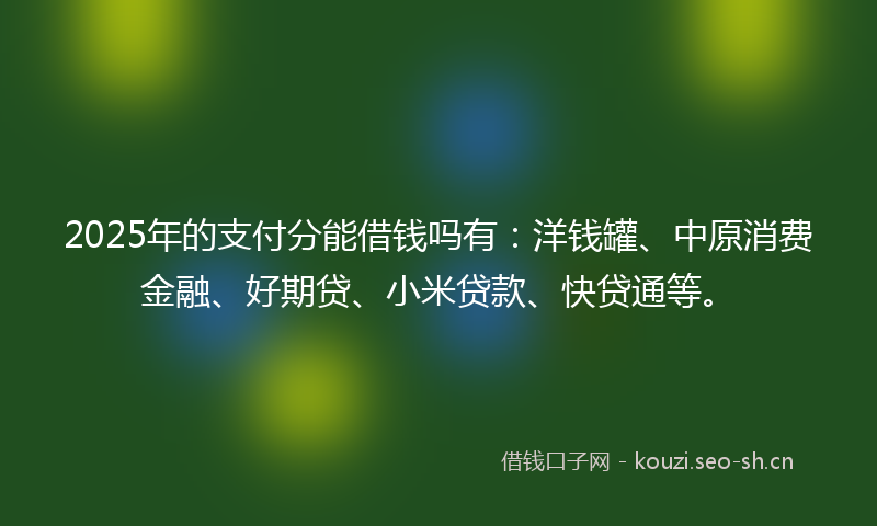 2025年的支付分能借钱吗有：洋钱罐、中原消费金融、好期贷、小米贷款、快贷通等。
