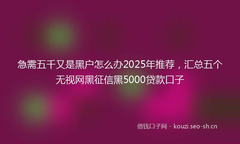 急需五千又是黑户怎么办2025年推荐，汇总五个无视网黑征信黑5000贷款口子