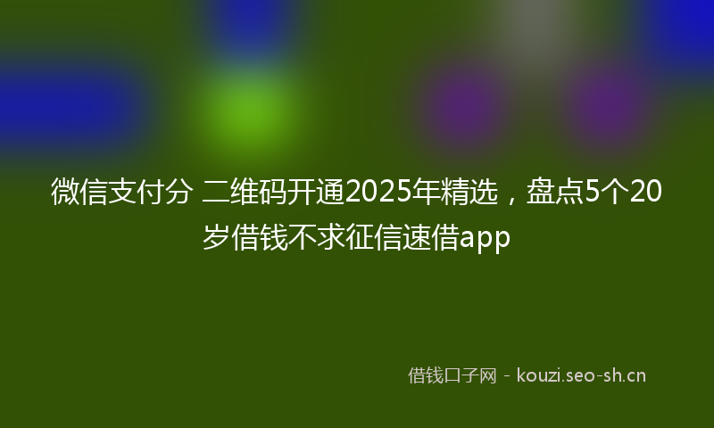 微信支付分 二维码开通2025年精选，盘点5个20岁借钱不求征信速借app