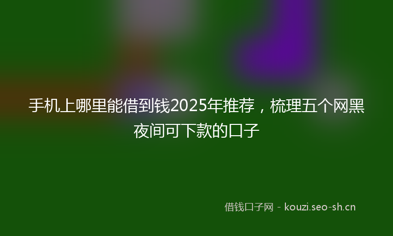 手机上哪里能借到钱2025年推荐，梳理五个网黑夜间可下款的口子