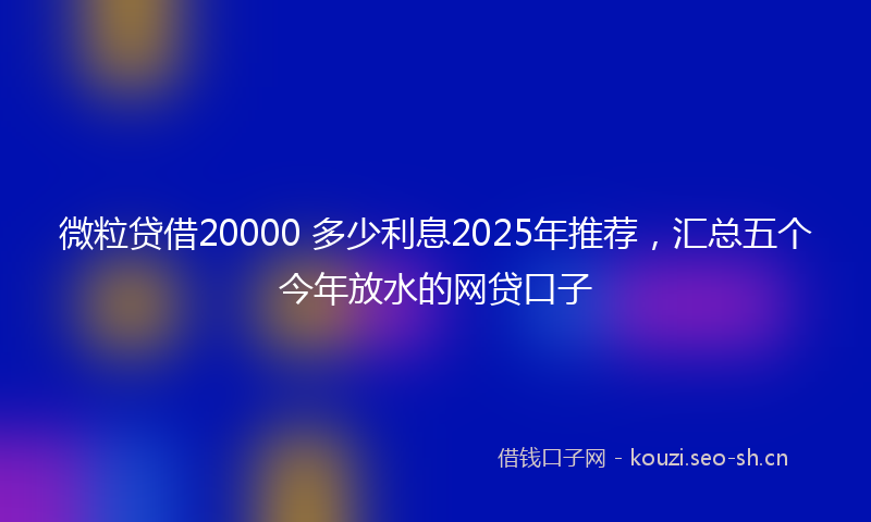 微粒贷借20000 多少利息2025年推荐，汇总五个今年放水的网贷口子