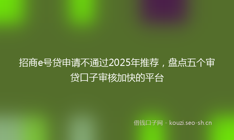 招商e号贷申请不通过2025年推荐，盘点五个审贷口子审核加快的平台
