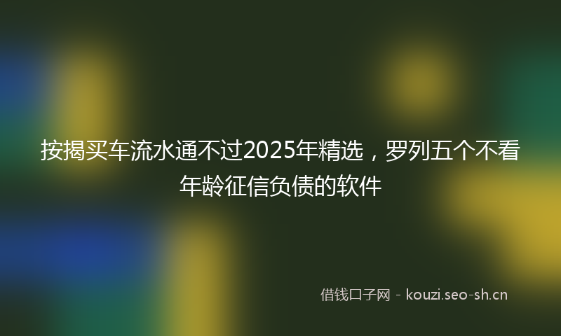 按揭买车流水通不过2025年精选，罗列五个不看年龄征信负债的软件