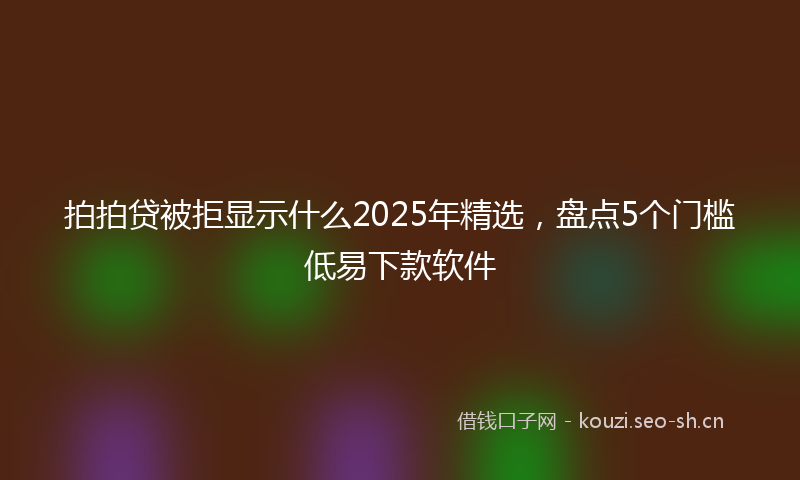拍拍贷被拒显示什么2025年精选，盘点5个门槛低易下款软件