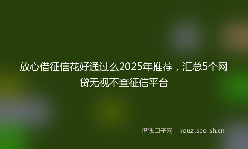 放心借征信花好通过么2025年推荐，汇总5个网贷无视不查征信平台