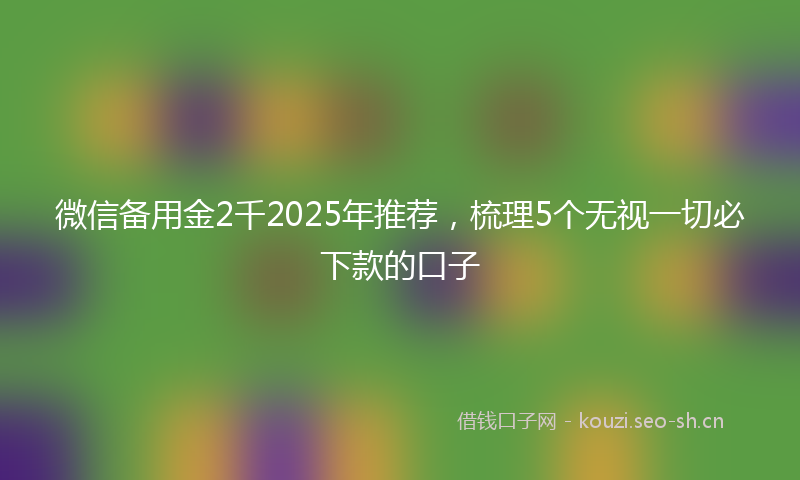 微信备用金2千2025年推荐,梳理5个无视一切必下款的口子