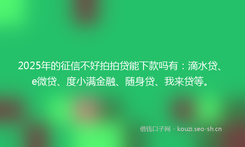 2025年的征信不好拍拍贷能下款吗有：滴水贷、e微贷、度小满金融、随身贷、我来贷等。