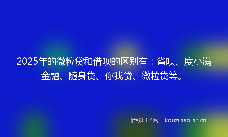 2025年的微粒贷和借呗的区别有：省呗、度小满金融、随身贷、你我贷、微粒贷等。