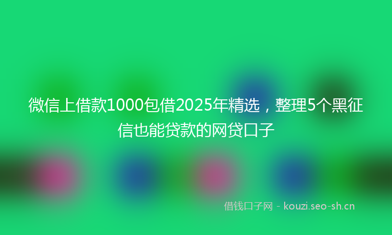 微信上借款1000包借2025年精选，整理5个黑征信也能贷款的网贷口子