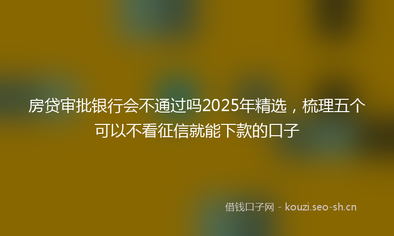 房贷审批银行会不通过吗2025年精选，梳理五个可以不看征信就能下款的口子