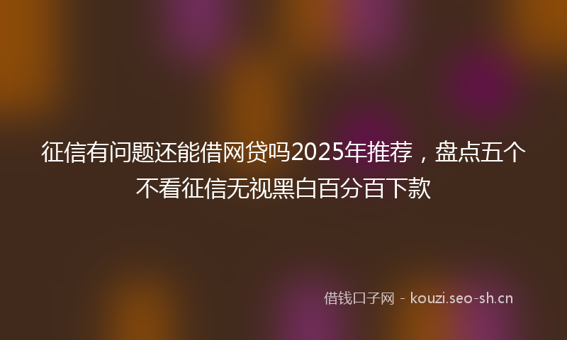 征信有问题还能借网贷吗2025年推荐，盘点五个不看征信无视黑白百分百下款