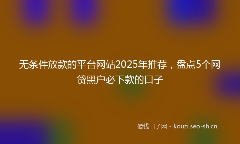 无条件放款的平台网站2025年推荐，盘点5个网贷黑户必下款的口子