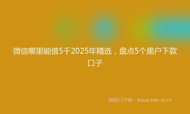 微信哪里能借5千2025年精选，盘点5个黑户下款口子