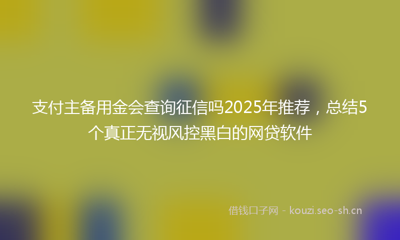 支付主备用金会查询征信吗2025年推荐,总结5个真正无视风控黑白的网贷软件