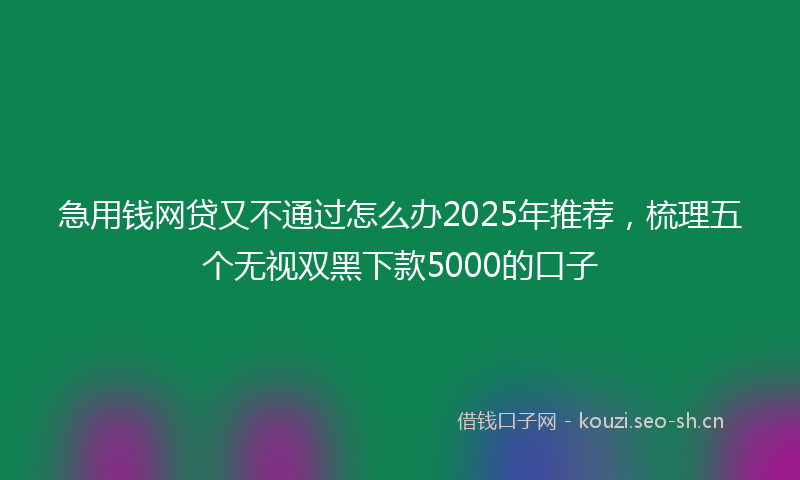 急用钱网贷又不通过怎么办2025年推荐，梳理五个无视双黑下款5000的口子