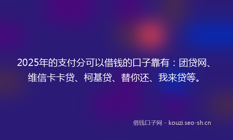 2025年的支付分可以借钱的口子靠有：团贷网、维信卡卡贷、柯基贷、替你还、我来贷等。