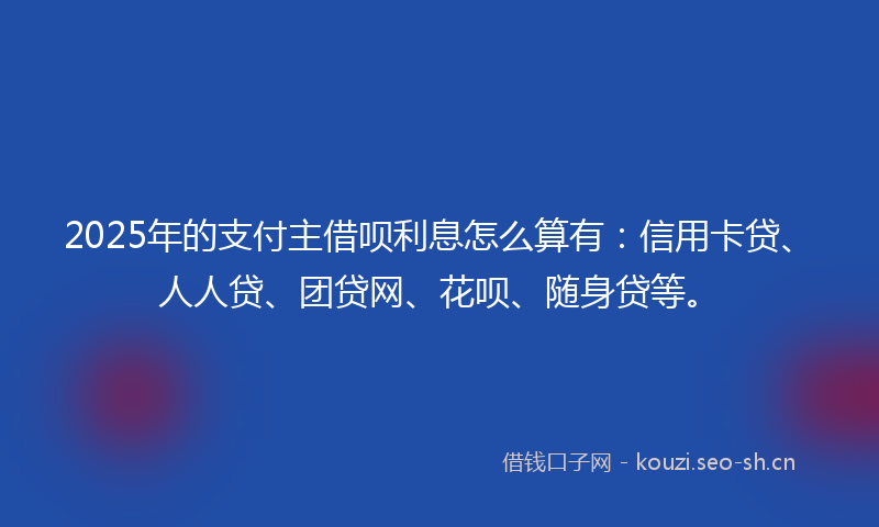 2025年的支付主借呗利息怎么算有：信用卡贷、人人贷、团贷网、花呗、随身贷等。